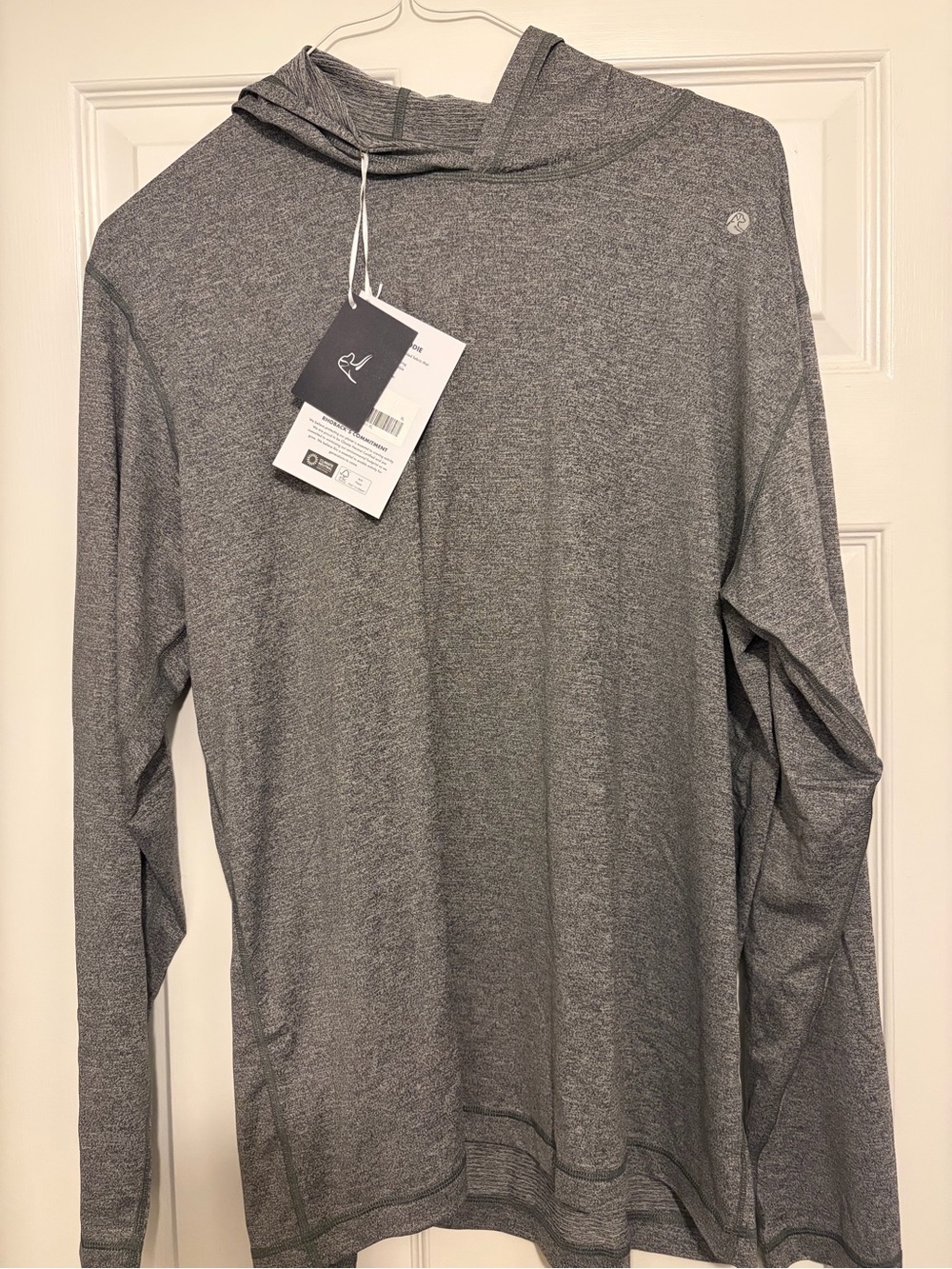 Rhoback Gray Heather Hooded Performance LS XL